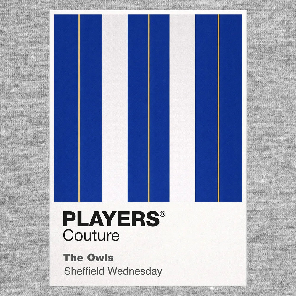 Sheffield Wednesday Classic Football Shirt Colours Frame Men's T-Shirt – grey close-up detail shot of the Sheffield