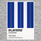 Sheffield Wednesday Classic Football Shirt Colours Frame Men's T-Shirt – grey close-up detail shot of the Sheffield