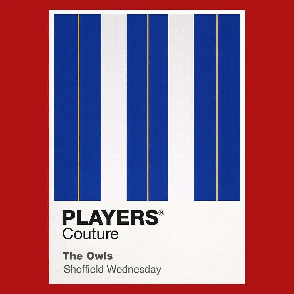 Sheffield Wednesday Classic Football Shirt Colours Frame Men's T-Shirt – red close-up detail shot of the Sheffield Wednesday