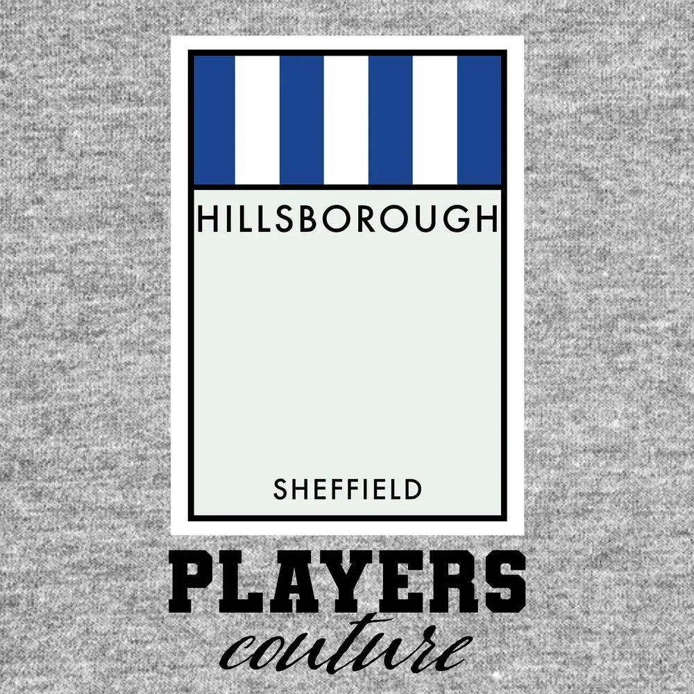 Sheffield Wednesday Monopoly Card hoodie – grey men's hoodie with black Sheffield Wednesday Monopoly Card letters and