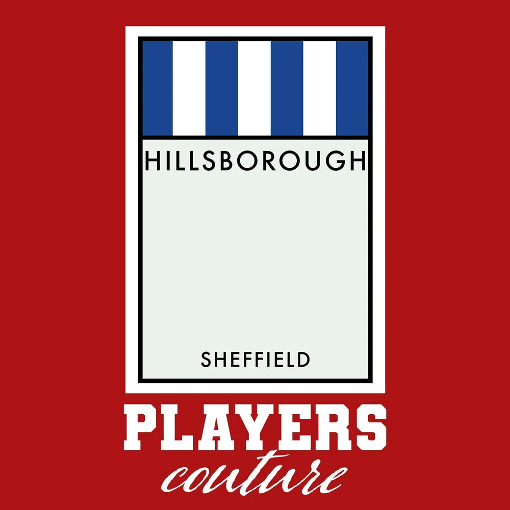 Sheffield Wednesday Monopoly Card hoodie – red men's hoodie with white Sheffield Wednesday Monopoly Card letters and Players