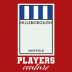 Sheffield Wednesday Monopoly Card hoodie – red men's hoodie with white Sheffield Wednesday Monopoly Card letters and Players
