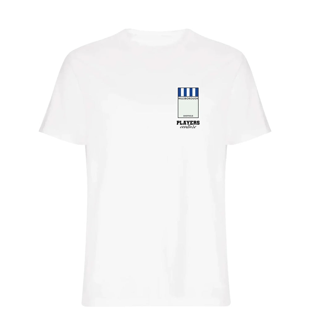 Sheffield Wednesday Monopoly Card t-shirt – navy men's t-shirt with white Sheffield Wednesday Monopoly Card letters and