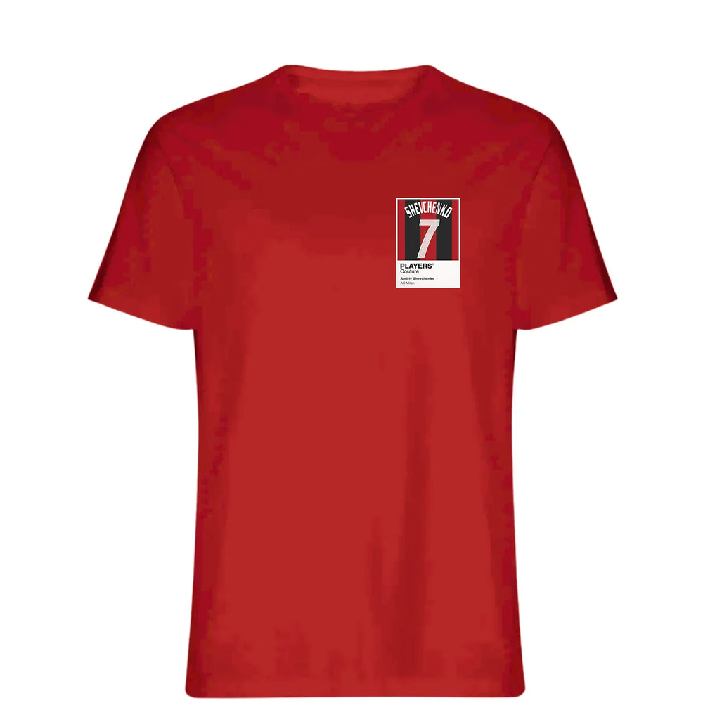 Andriy Shevchenko 7 Football t-shirt – red men's t-shirt featuring the Andriy Shevchenko 7 Football Players Couture logo