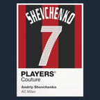 Andriy Shevchenko 7 Football Shirt Frame Men's Hoodie – navy close-up detail shot of the Andriy Shevchenko 7 Football