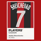 Andriy Shevchenko 7 Football Shirt Frame Men's Hoodie – red close-up detail shot of the Andriy Shevchenko Players Couture