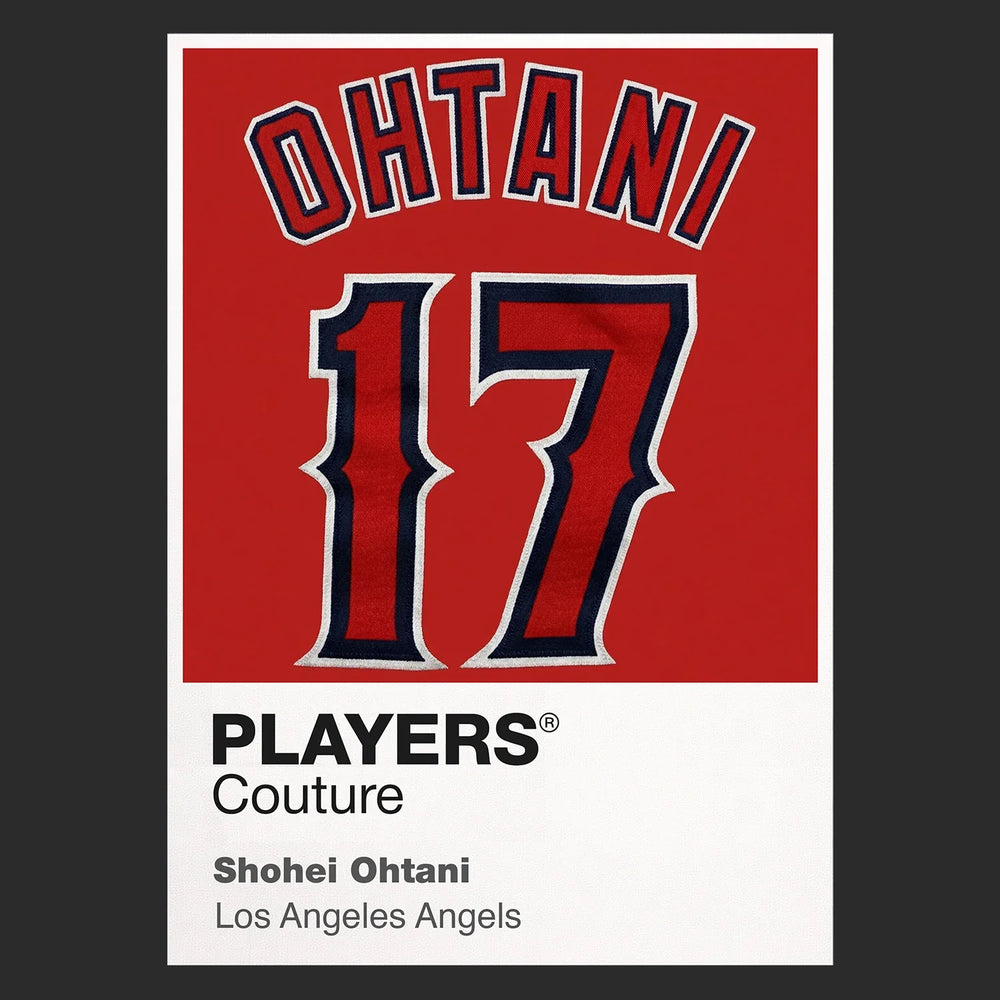 Shohei Ohtani 17 Angels Jersey Frame Men's T-Shirt – close-up detail shot of the Shohei Ohtani 17 Angels Players Couture