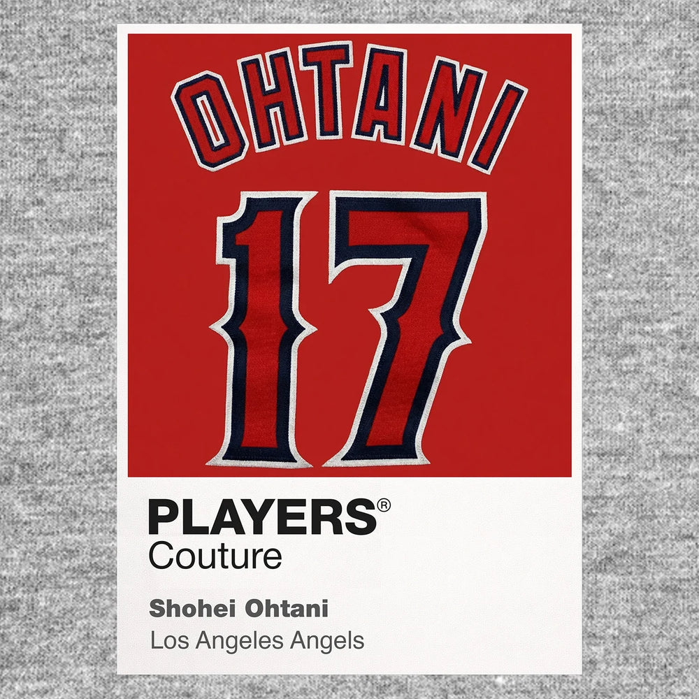 Shohei Ohtani 17 Angels Jersey Frame Men's T-Shirt – grey close-up detail shot of the Shohei Ohtani 17 Angels Players