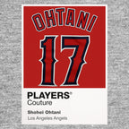 Shohei Ohtani 17 Angels Jersey Frame Men's T-Shirt – grey close-up detail shot of the Shohei Ohtani 17 Angels Players