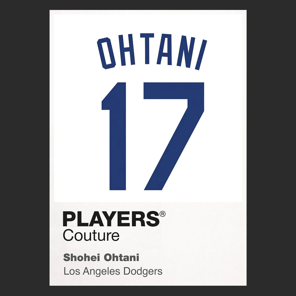 Shohei Ohtani 17 Dodgers Jersey Frame Men's T-Shirt – black close-up detail shot of the Shohei Ohtani 17 Dodgers Players