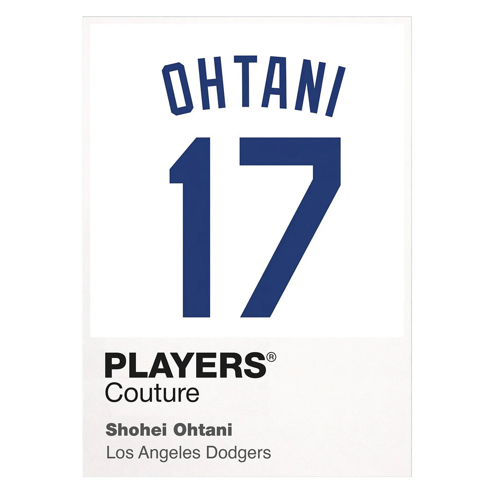 Shohei Ohtani 17 Dodgers Jersey Frame Men's T-Shirt – white close-up detail shot of the Shohei Ohtani Players Couture logo