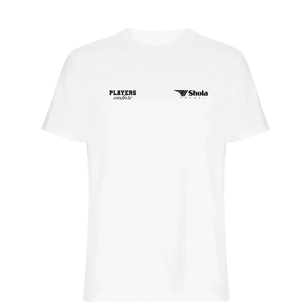 Shola Ameobi t-shirt – white men's t-shirt featuring the Shola Ameobi Players Couture logo