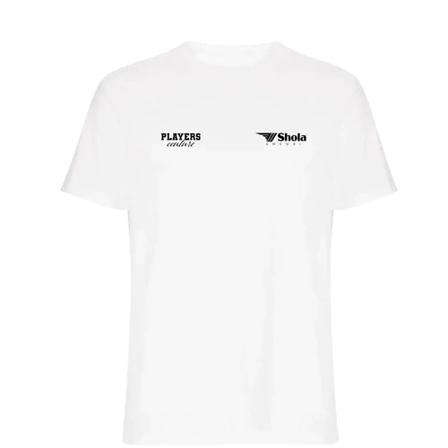 Shola Ameobi t-shirt – white men's t-shirt featuring the Shola Ameobi Players Couture logo