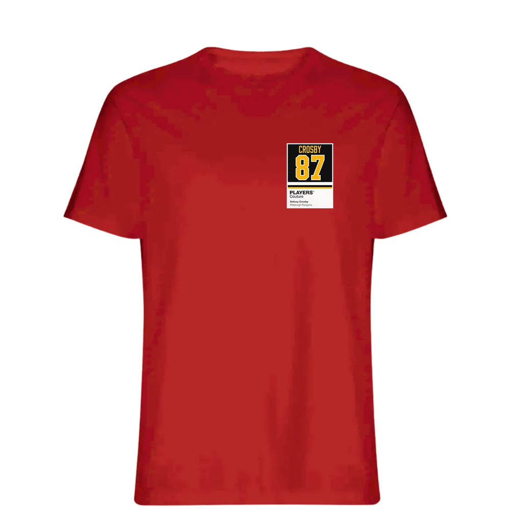 Sidney Crosby 87 t-shirt – red men's t-shirt featuring the Sidney Crosby 87 Players Couture logo