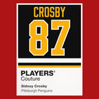 Sidney Crosby 87 Jersey Frame Men's T-Shirt – red close-up detail shot of the Sidney Crosby 87 Players Couture logo design