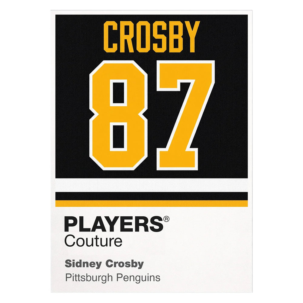 Sidney Crosby 87 Jersey Frame Men's T-Shirt – white close-up detail shot of the Sidney Crosby Players Couture logo design
