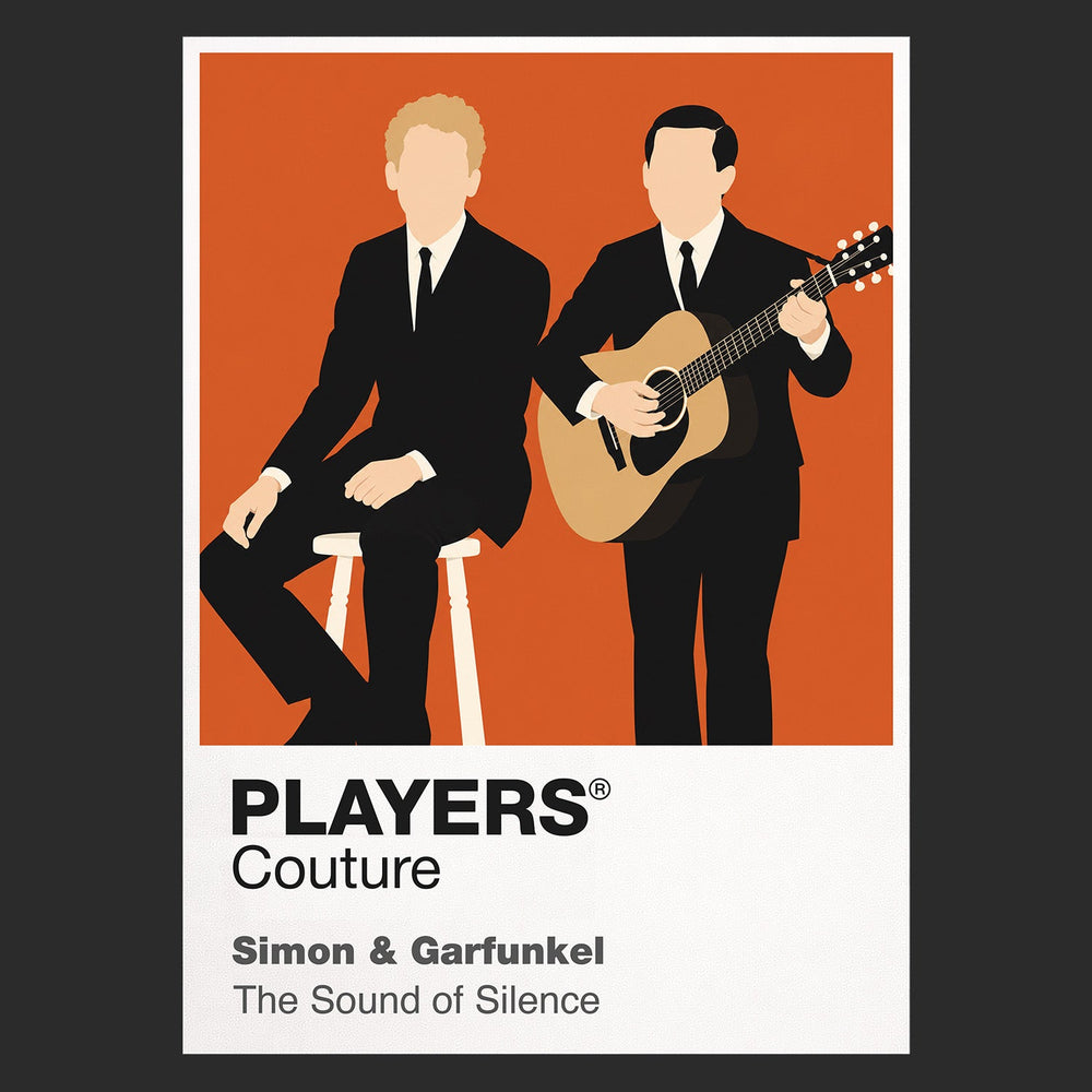 Simon and Garfunkel Paul Simon and Art Garfunkel's contrasting silhouettes and close-harmony identity Icon Frame artwork in black