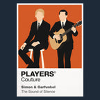 Simon and Garfunkel Paul Simon and Art Garfunkel's contrasting silhouettes and close-harmony identity Icon Frame artwork in navy