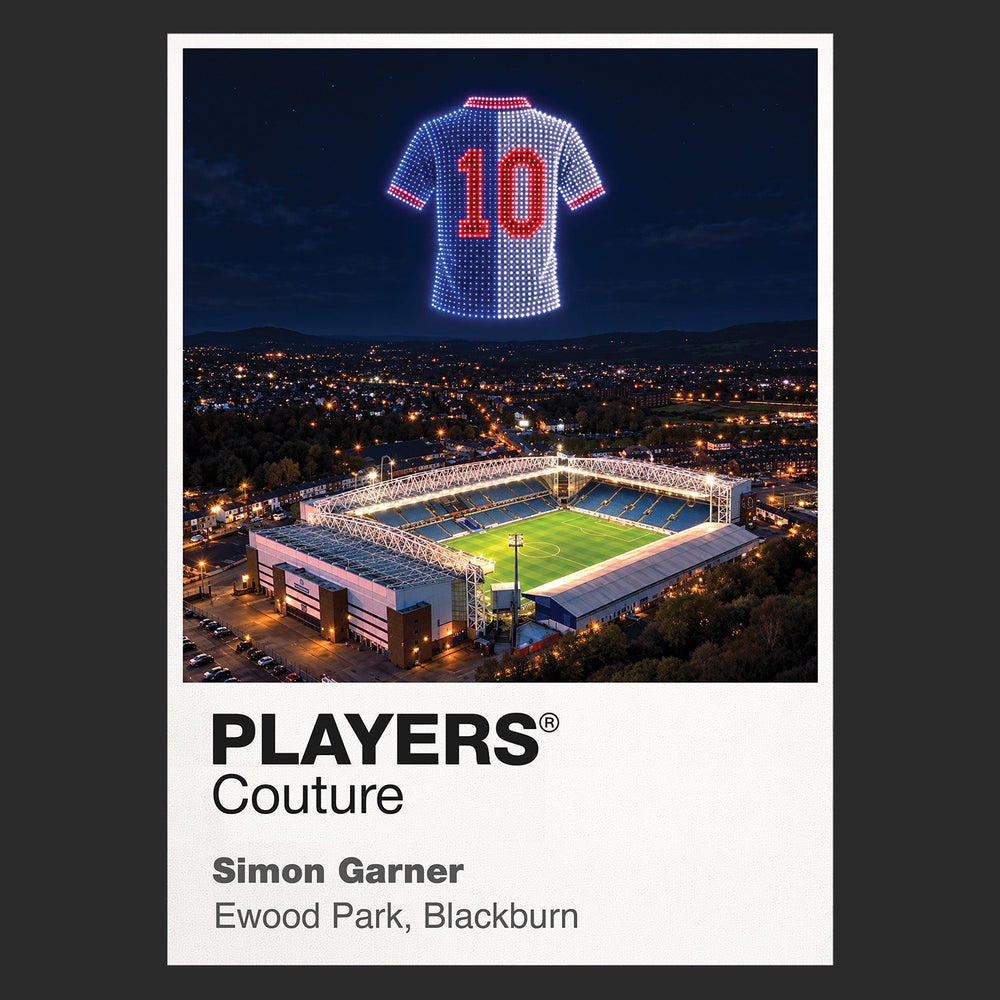 Simon Garner Blackburn Rovers number 10 Icons in Lights Frame artwork in black