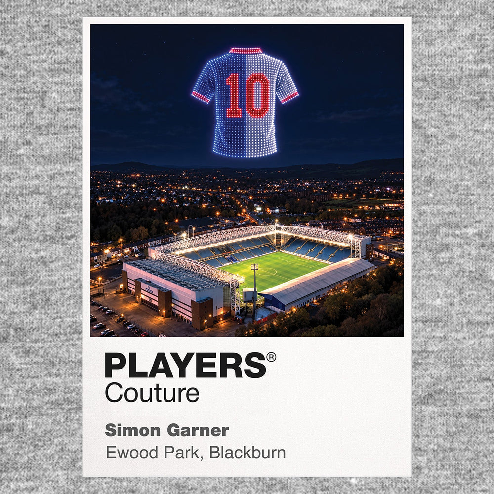 Simon Garner Blackburn Rovers number 10 Icons in Lights Frame artwork in grey