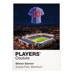 Simon Garner Blackburn Rovers number 10 Icons in Lights Frame artwork in white