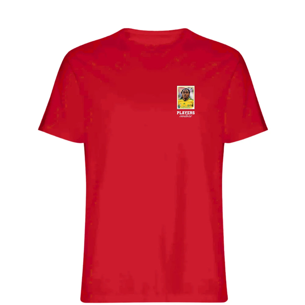 Siphiwe Tshabalala World Cup t-shirt – red men's t-shirt featuring the Siphiwe Tshabalala World Cup Players Couture logo