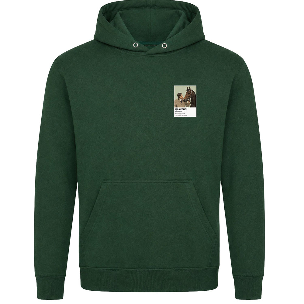 Sir Henry Cecil horse racing hoodie – mens forest green hoodie view