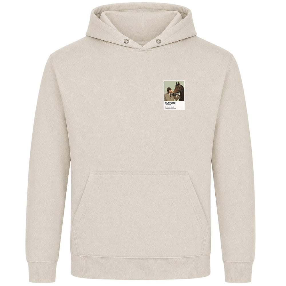 Sir Henry Cecil horse racing hoodie – mens stone hoodie view