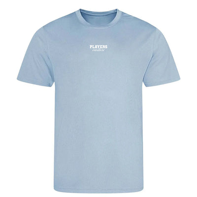 Essentials Collection t-shirt – blue men's t-shirt with white Essentials Collection letters and Players Couture logo on the