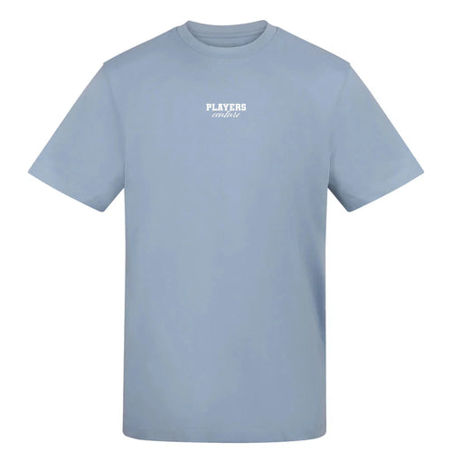 Essentials Collection t-shirt – blue men's t-shirt with white Essentials Collection letters and Players Couture logo on the