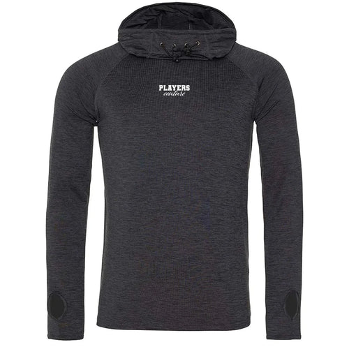 Essentials Collection hoodie – grey men's hoodie with black Essentials Collection letters and Players Couture logo on the