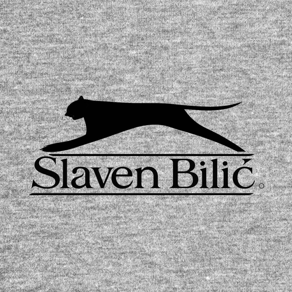 Slaven Bilic Logo Men's Hoodie – grey close-up detail shot of the Slaven Bilic Players Couture logo design