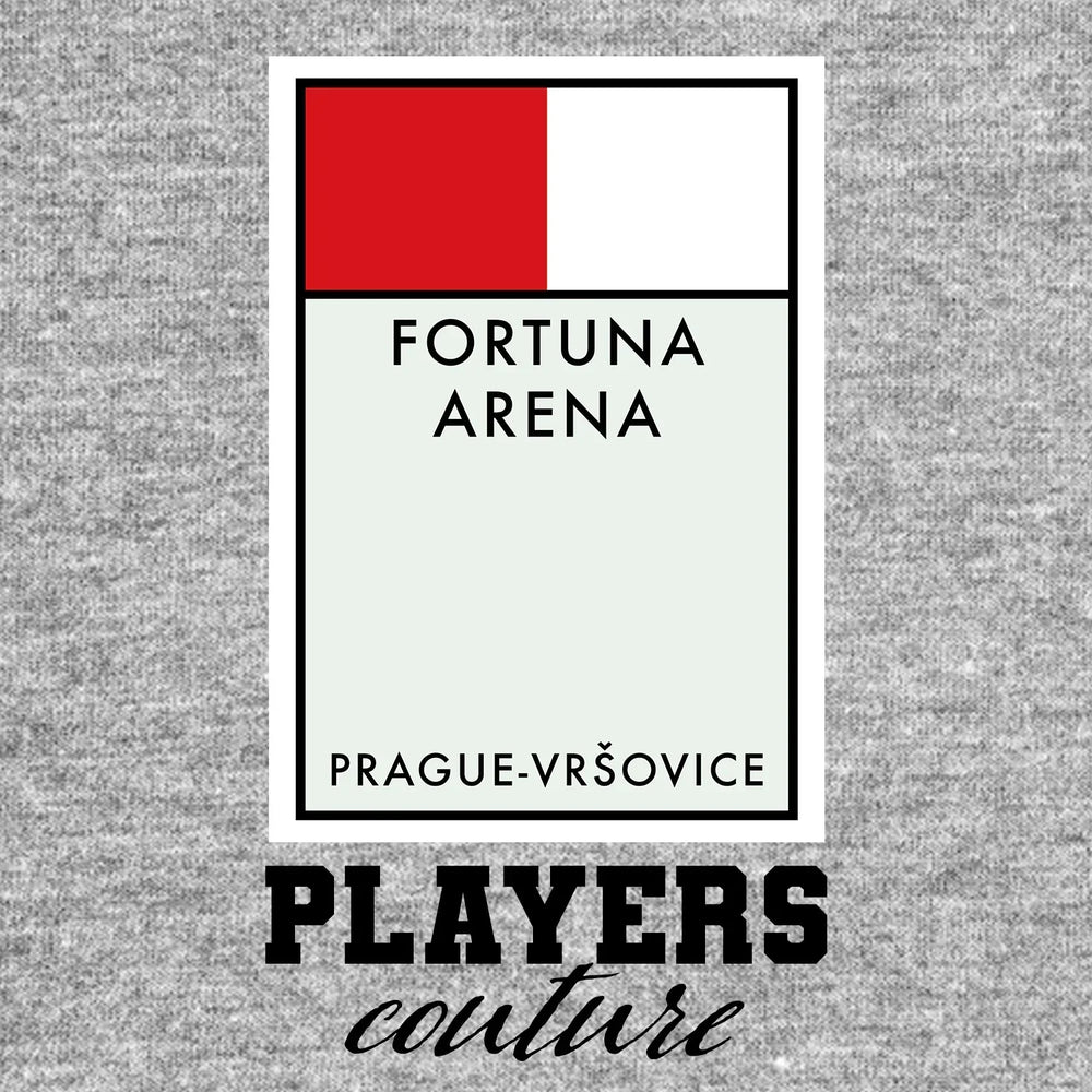 Slavia Prague hoodie – grey men's hoodie with black Slavia Prague letters and Players Couture logo on the chest