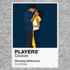 Slumdog Millionaire Jamal and Latika against the kinetic colour, crowds and railway imagery of Mumbai Icon Frame artwork in grey