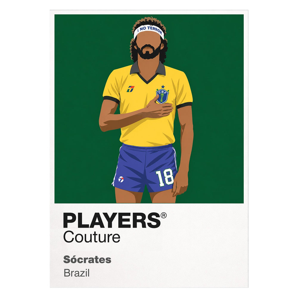 Sócrates Brazil Icon Frame artwork in white