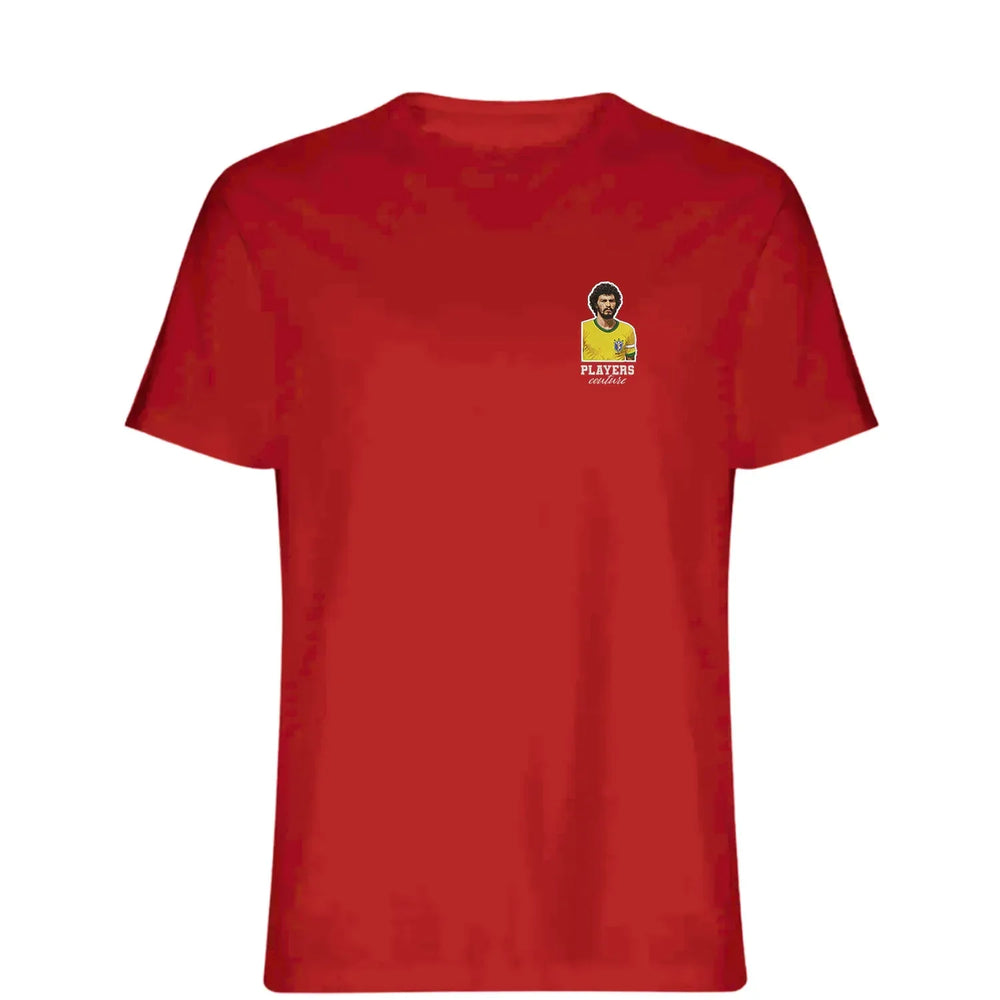 Socrates t-shirt – red men's t-shirt with white Socrates letters and Players Couture logo on the chest