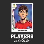 Son Heung Min World Cup Sticker Men's T-Shirt – black close-up detail shot of the Son Heung Min World Cup Players Couture
