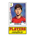 Son Heung Min World Cup Sticker Men's T-Shirt – close-up detail shot of the Son Heung Min World Cup Players Couture logo