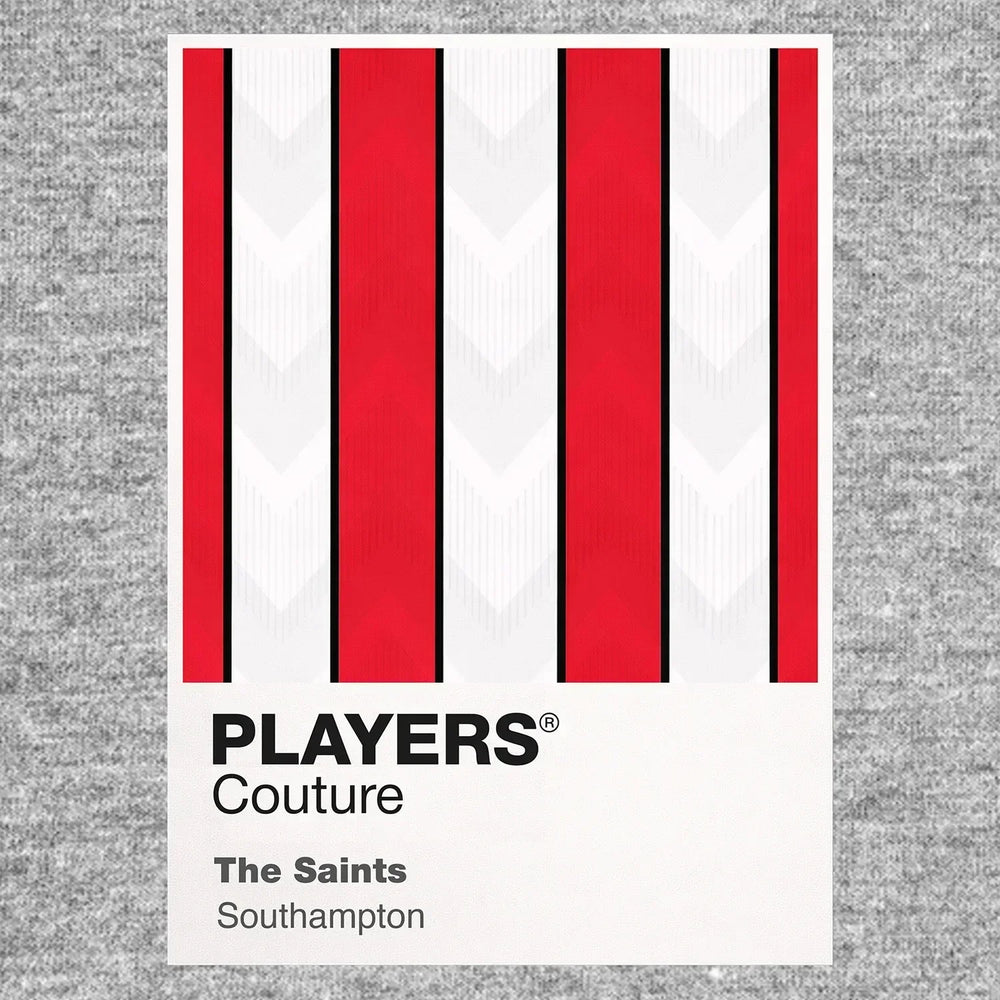 Southampton Classic Football Shirt Colours Frame Men's T-Shirt – grey close-up detail shot of the Southampton Players