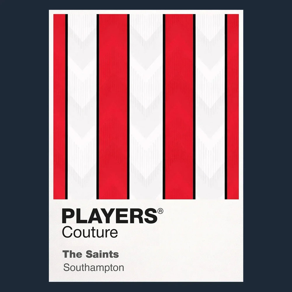 Southampton Classic Football Shirt Colours Frame Men's T-Shirt – navy close-up detail shot of the Southampton Players
