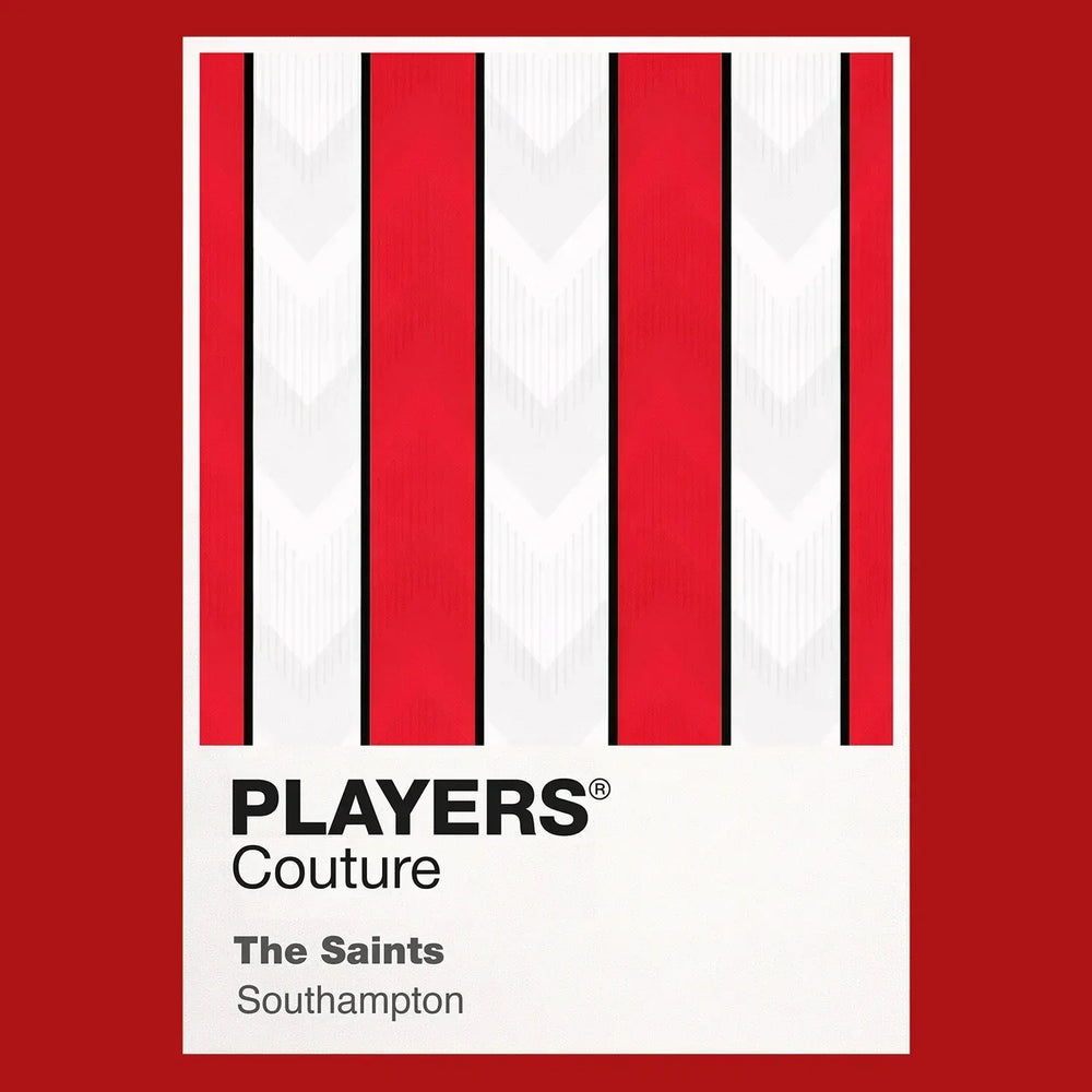 Southampton Classic Football Shirt Colours Frame Men's T-Shirt – red close-up detail shot of the Southampton Players Couture
