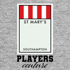 Southampton Monopoly Card hoodie – grey men's hoodie with black Southampton Monopoly Card letters and Players Couture logo
