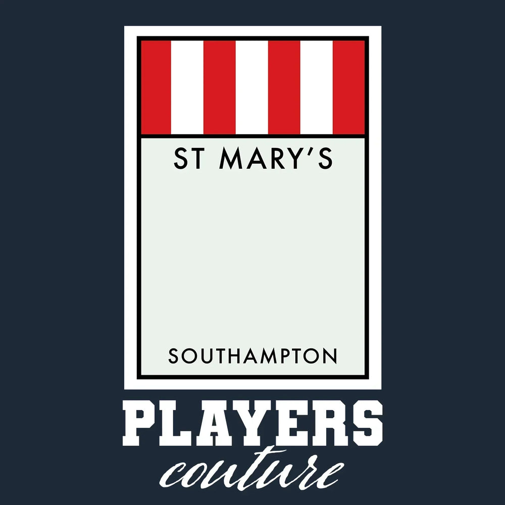 Southampton Monopoly Card hoodie – navy men's hoodie with white Southampton Monopoly Card letters and Players Couture logo