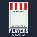 Southampton Monopoly Card hoodie – navy men's hoodie with white Southampton Monopoly Card letters and Players Couture logo