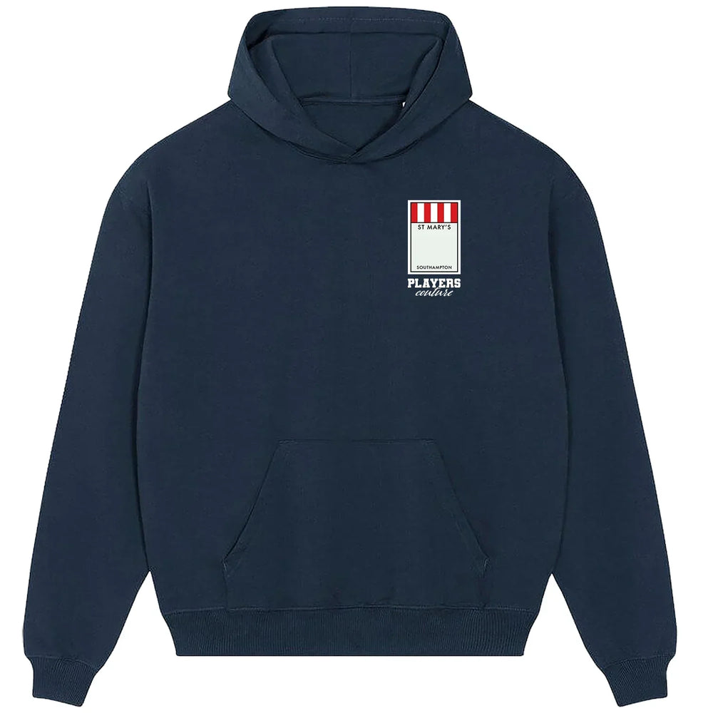 Southampton Monopoly Card hoodie – black men's hoodie with white Southampton Monopoly Card letters and Players Couture logo