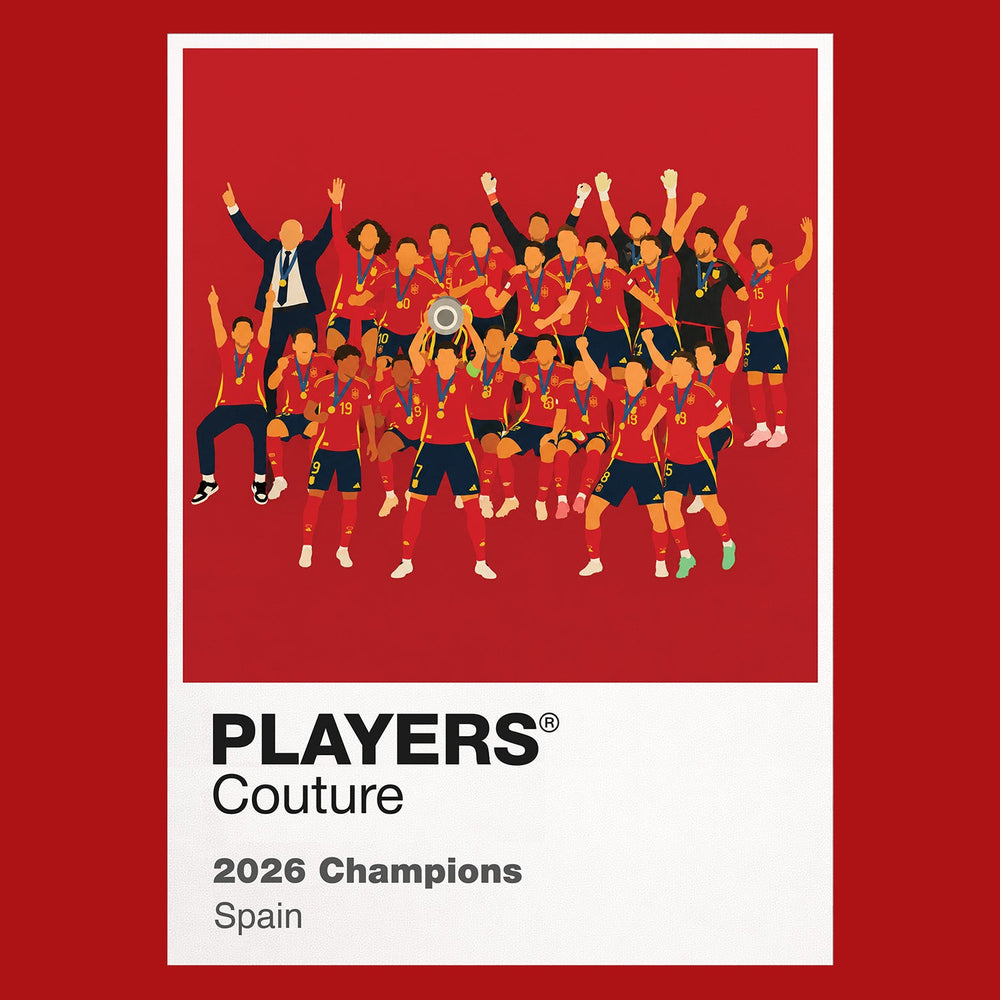 Spain World Cup Champions Icon Frame Kids T-Shirt - Red artwork close-up
