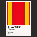 Spain Classic Football Shirt Colours Frame Men's T-Shirt – black close-up detail shot of the Spain Players Couture logo