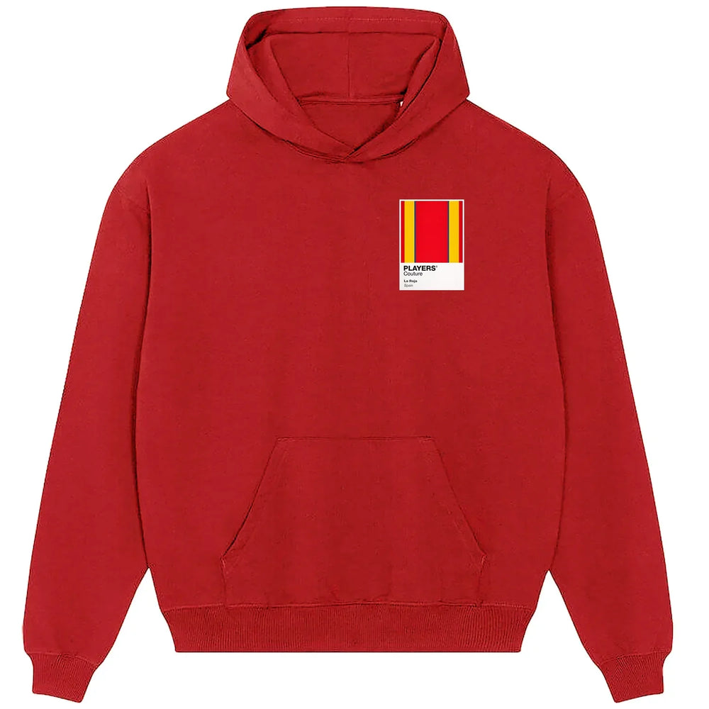 Spain hoodie – red men's hoodie featuring the Spain Players Couture logo