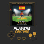 Spain World Cup 8-Bit Men's T-Shirt retro gaming football design by Players Couture