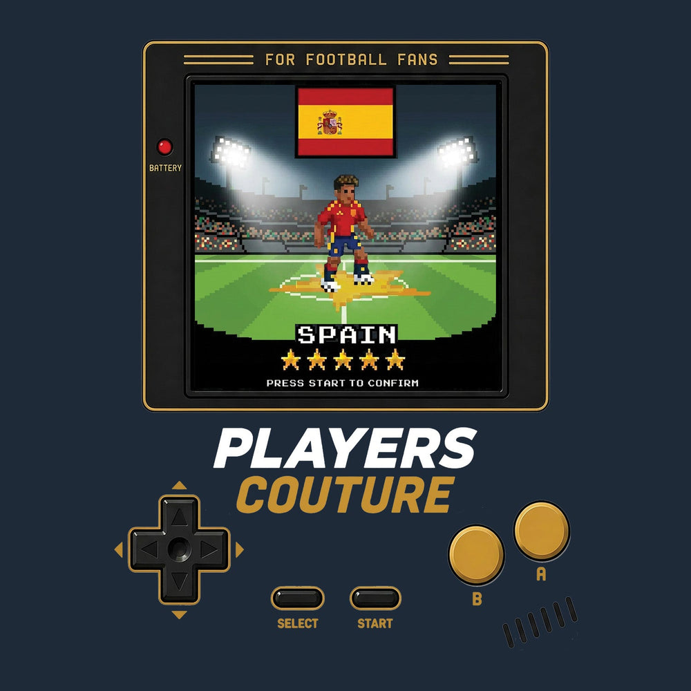 Spain World Cup 8-Bit Kids T-Shirt retro gaming football design by Players Couture